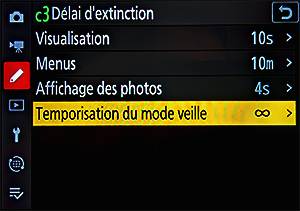 Délai d'extinction pour mise en veille