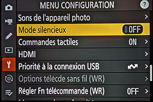 Menu ''configuration'' Menu ''configuration''